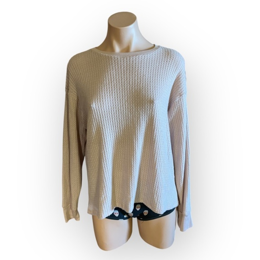 PST Project Social T Women’s Small Shadow Pink Waffle Knit Long Sleeve Top NWT
